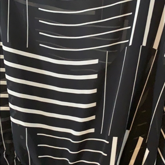 Chaps black white drawstring sheer top w/ tank PXL - Picture 2 of 7